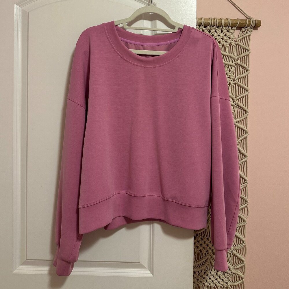 Lululemon Softstreme Perfectly Oversized Cropped Crew Dahlia Mauve 14